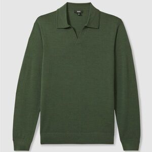 Reiss Dark Green Merino Wool Polo Shirt
